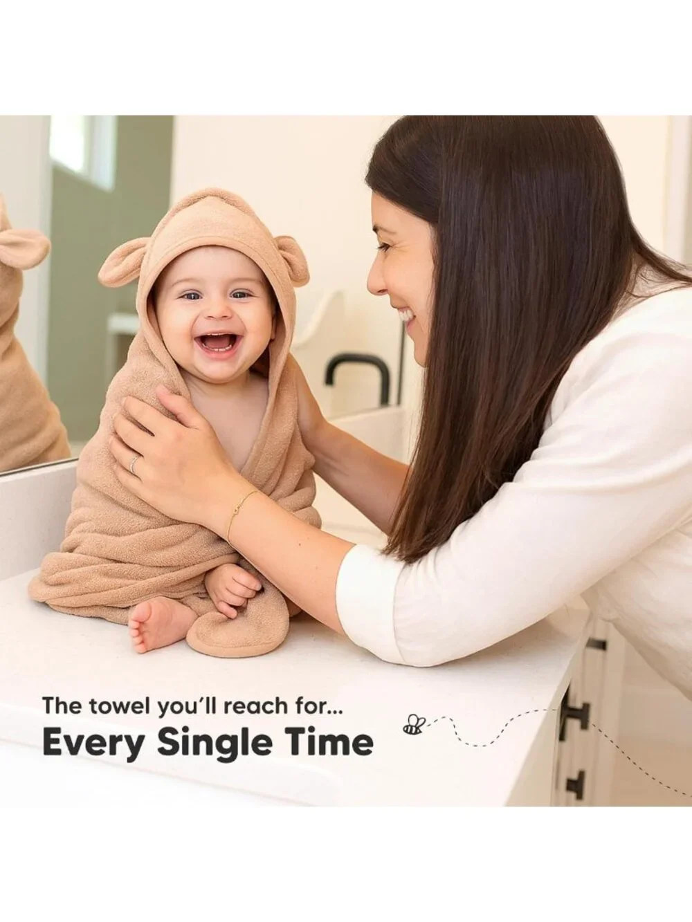 Soft Hooded Baby Towels 2-Pack for Newborns & Kids - Almond Color, 30x30 Inches